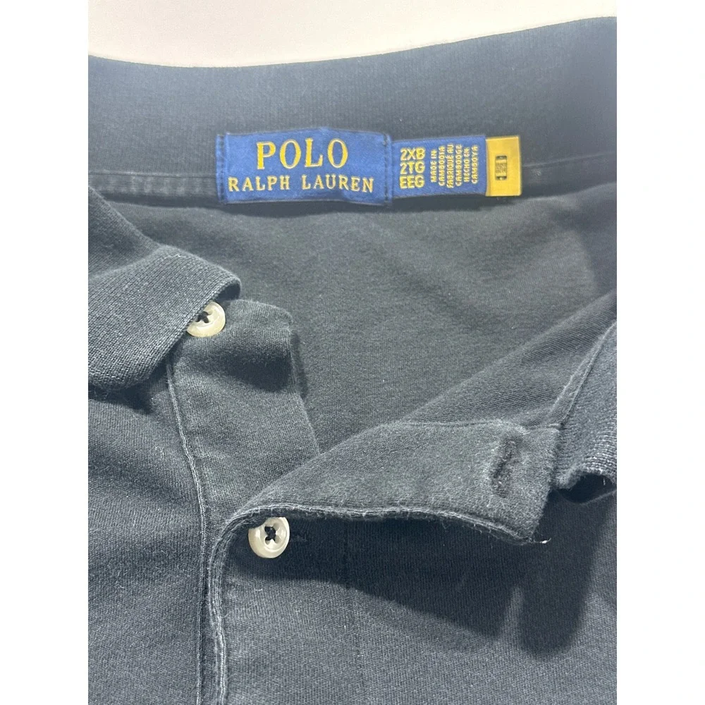 Polo Ralph Lauren Mens 2XB Black Long Sleeve Pony Logo Pique Polo Shirt